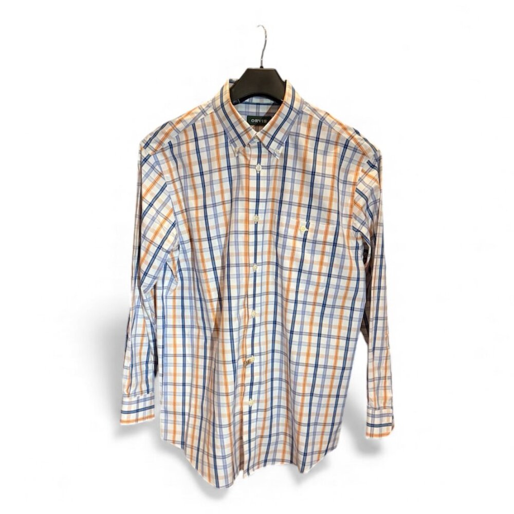 Orvis Men’s Long Sleeve Plaid Button-Down Shirt Size L - Classic Outdoor Style
